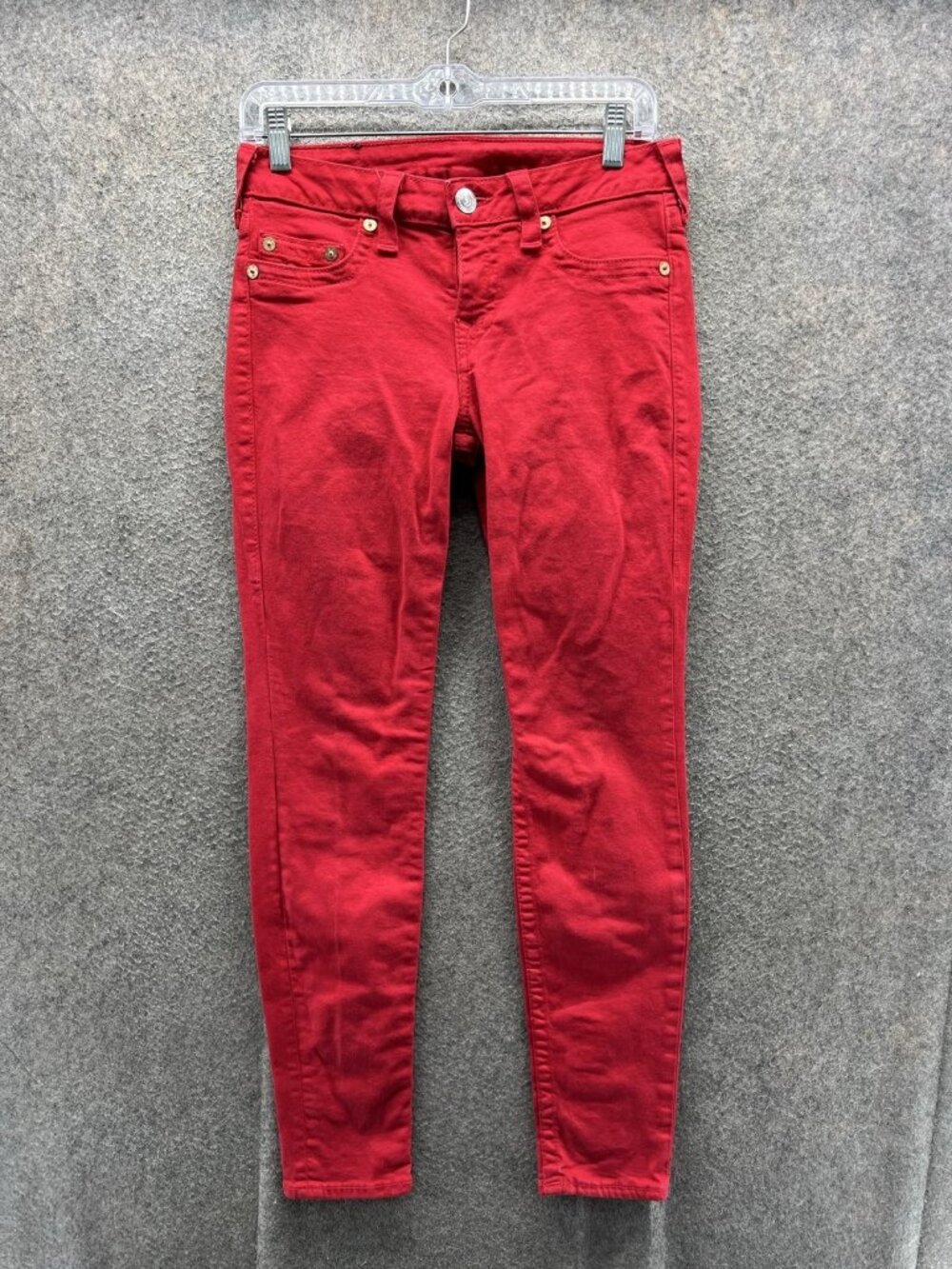 True Religion Jegging Jeans Womens 28 Red High Rise Slim Stretch Denim Pants
